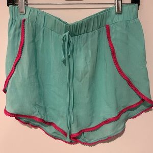 Women’s Large NWT’s All For Color Breezy Turquoise Rayon Sleep PJ Shorts